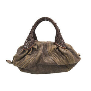 Fendi Spy bag bowler brown leather braided handles
